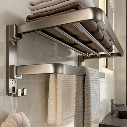 Stylish Chrome Bathroom Shelf Towel Rack Set