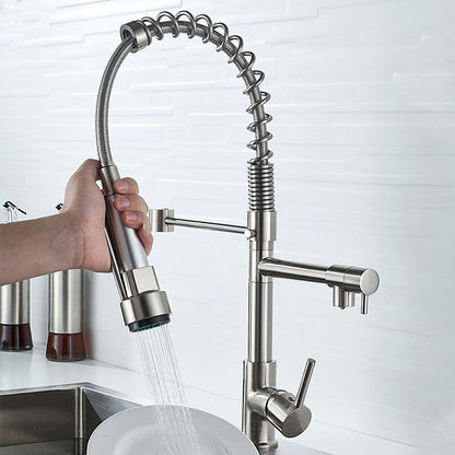 Premium 3-Function Brass Kitchen Sink Faucet Tap