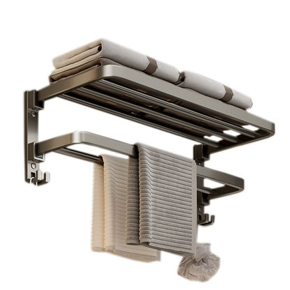 Stylish Chrome Bathroom Shelf Towel Rack Set