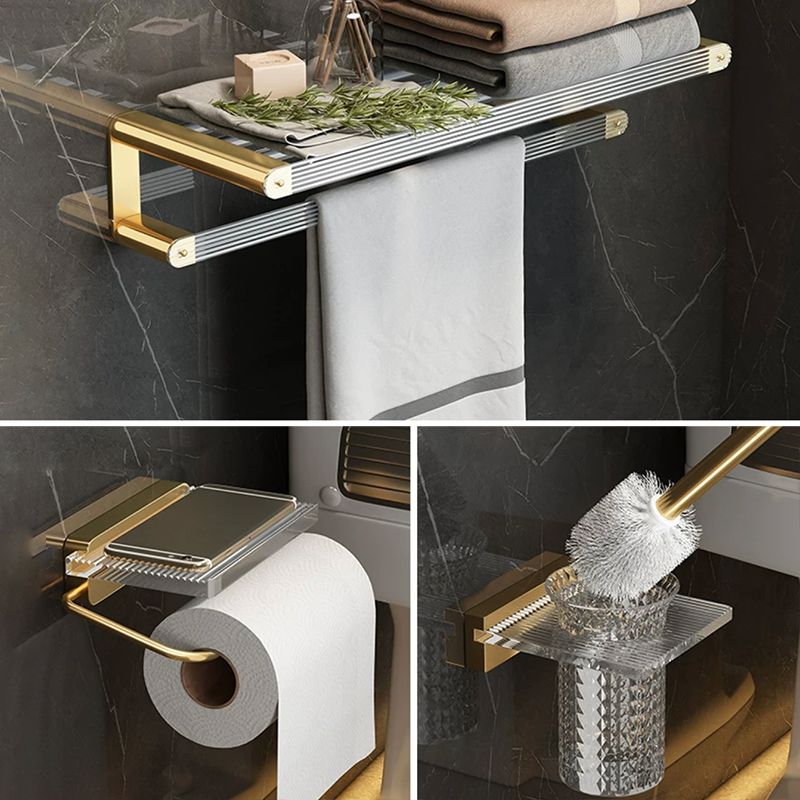 Gold Bathroom Storage Set with Towel Rack and Shelf