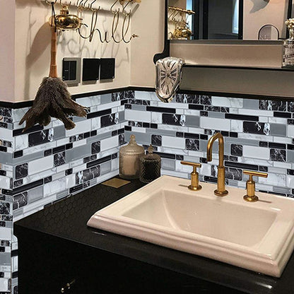 Vibrant Glass Mosaic Stick On Tiles for Kitchen Backsplash