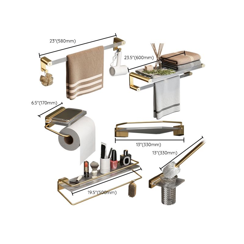 Gold Bathroom Storage Set with Towel Rack and Shelf
