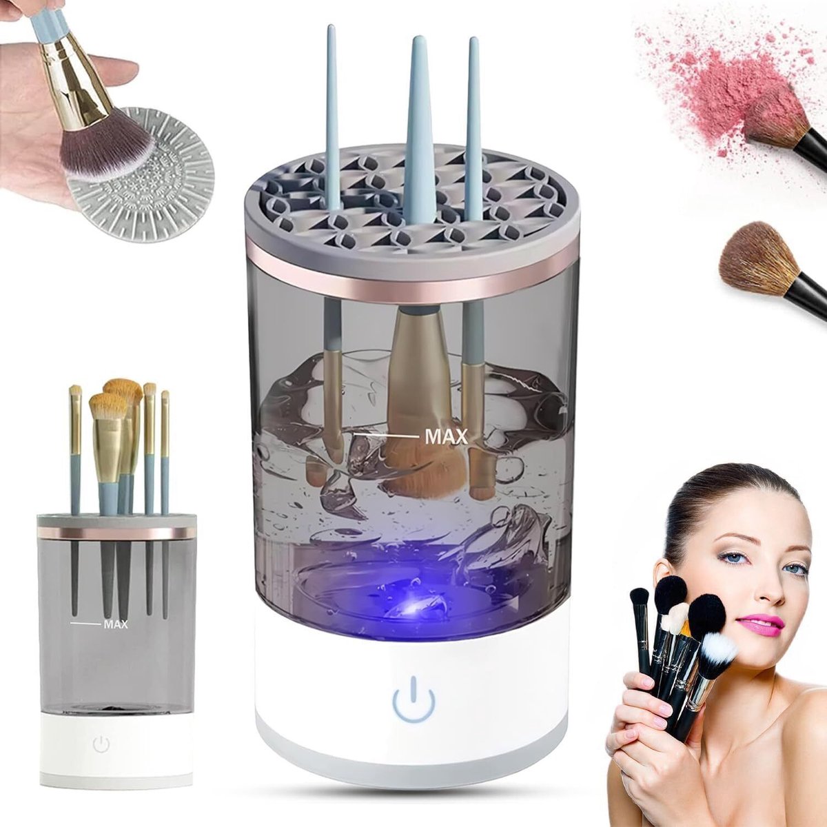 Travel Makeup Brush Cleaner - Compact & Rechargeable - Luxicro