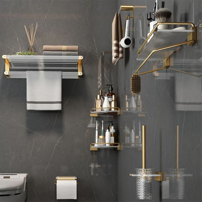 Gold Bathroom Storage Set with Towel Rack and Shelf
