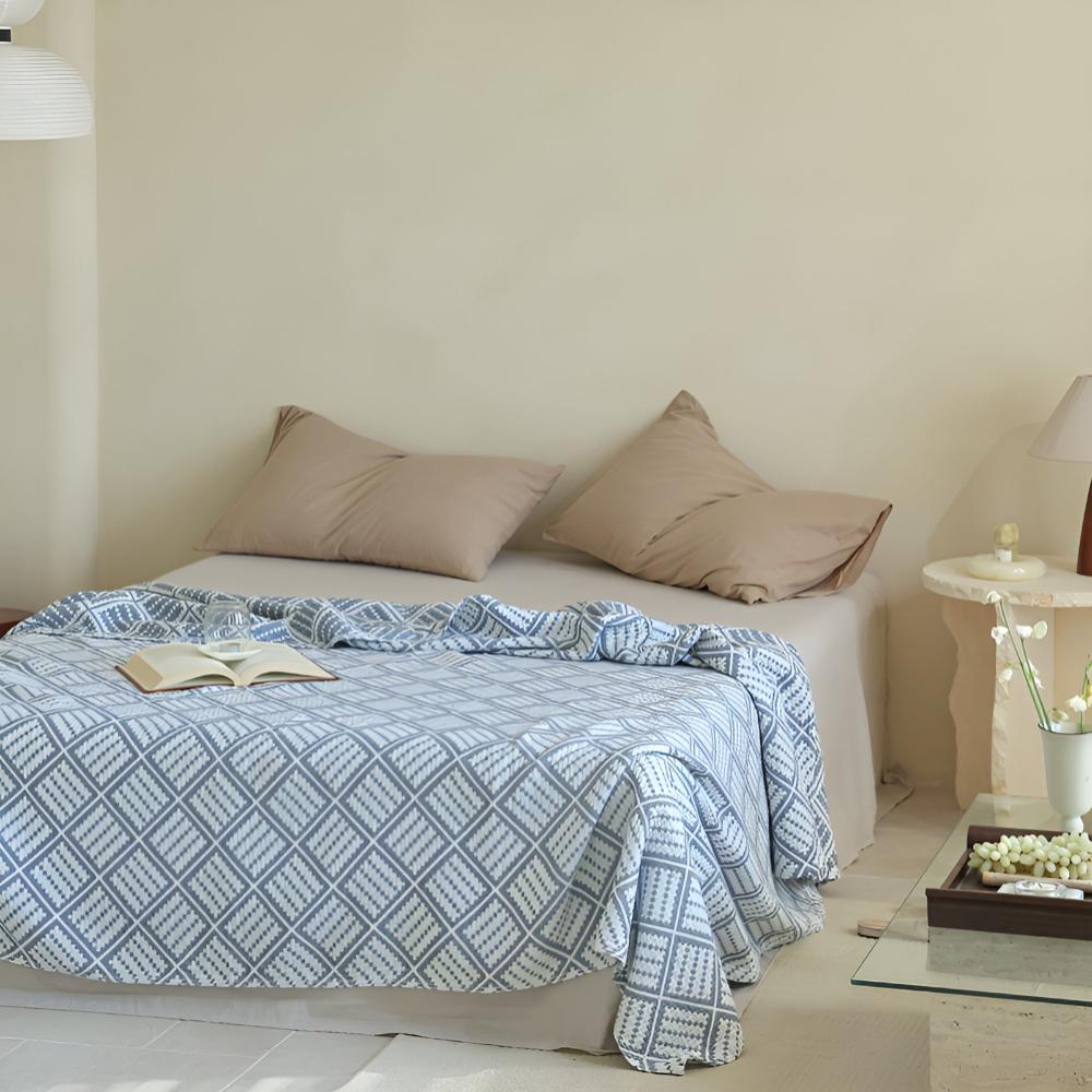 Warm Checkered Woolen Throw Blanket - Luxicro