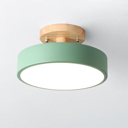 Contemporary Wooden Semi-Flush Ceiling Lamp