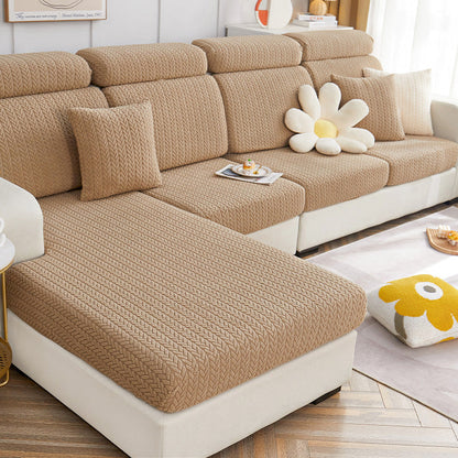 Soft Tan Plush Sectional Pet Sofa Cover