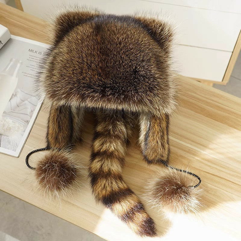 Soft Faux Fur Raccoon Plush Family Hat