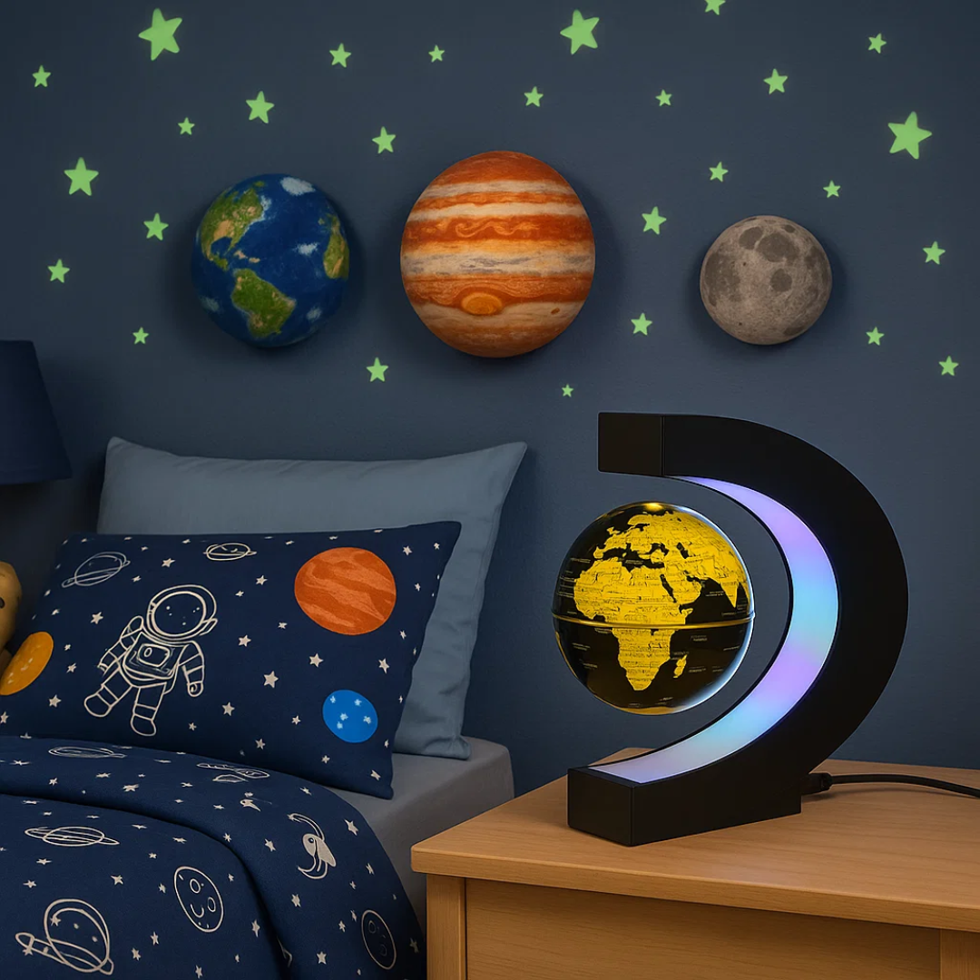 Sleek LED Globe Table Light with Metal Base