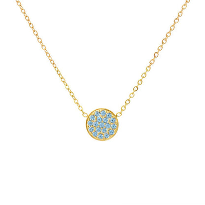 Sparkling Birthstone Circle Pendant Necklace