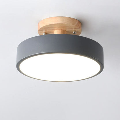 Contemporary Wooden Semi-Flush Ceiling Lamp