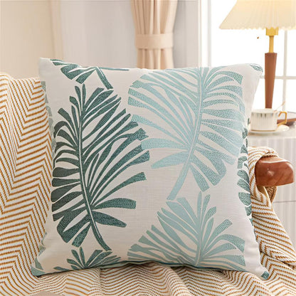 Shiny Leaf Pattern Pillow Cover