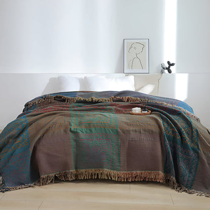 Colorful Boho Fringe Throw Blanket