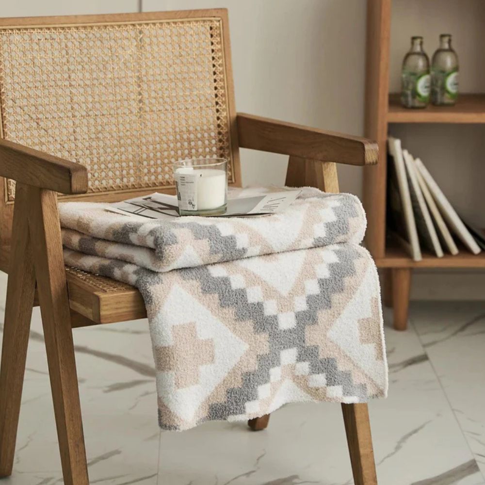 Cozy Mountain Knitted Throw Blanket