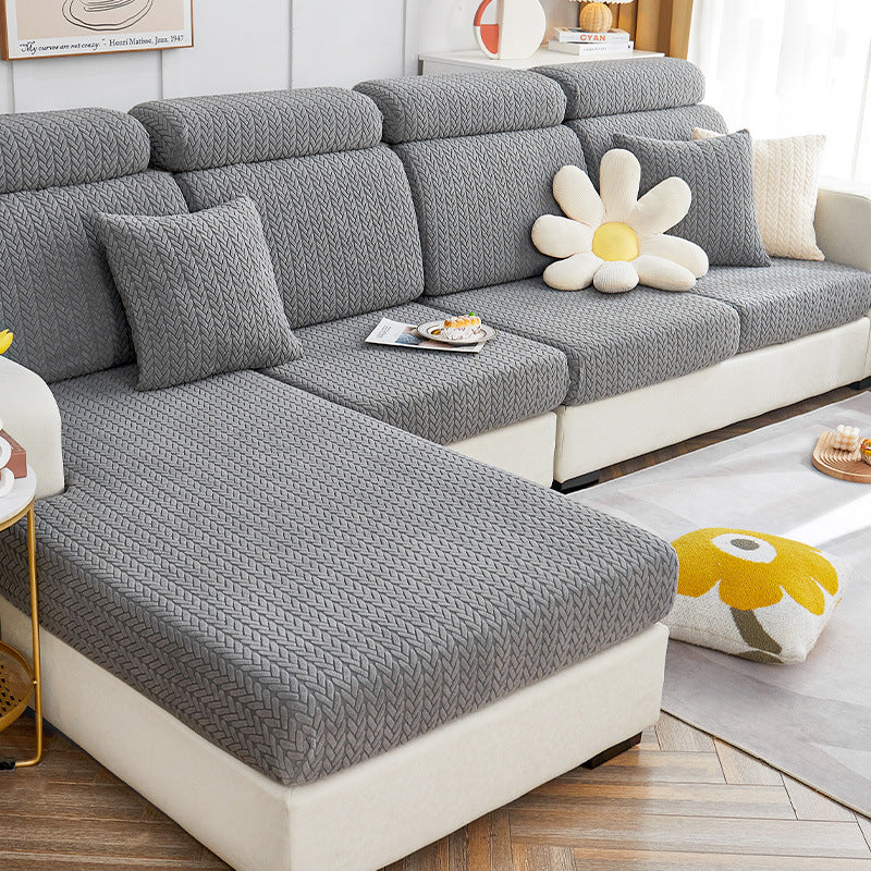 Soft Tan Plush Sectional Pet Sofa Cover