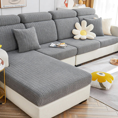 Soft Tan Plush Sectional Pet Sofa Cover