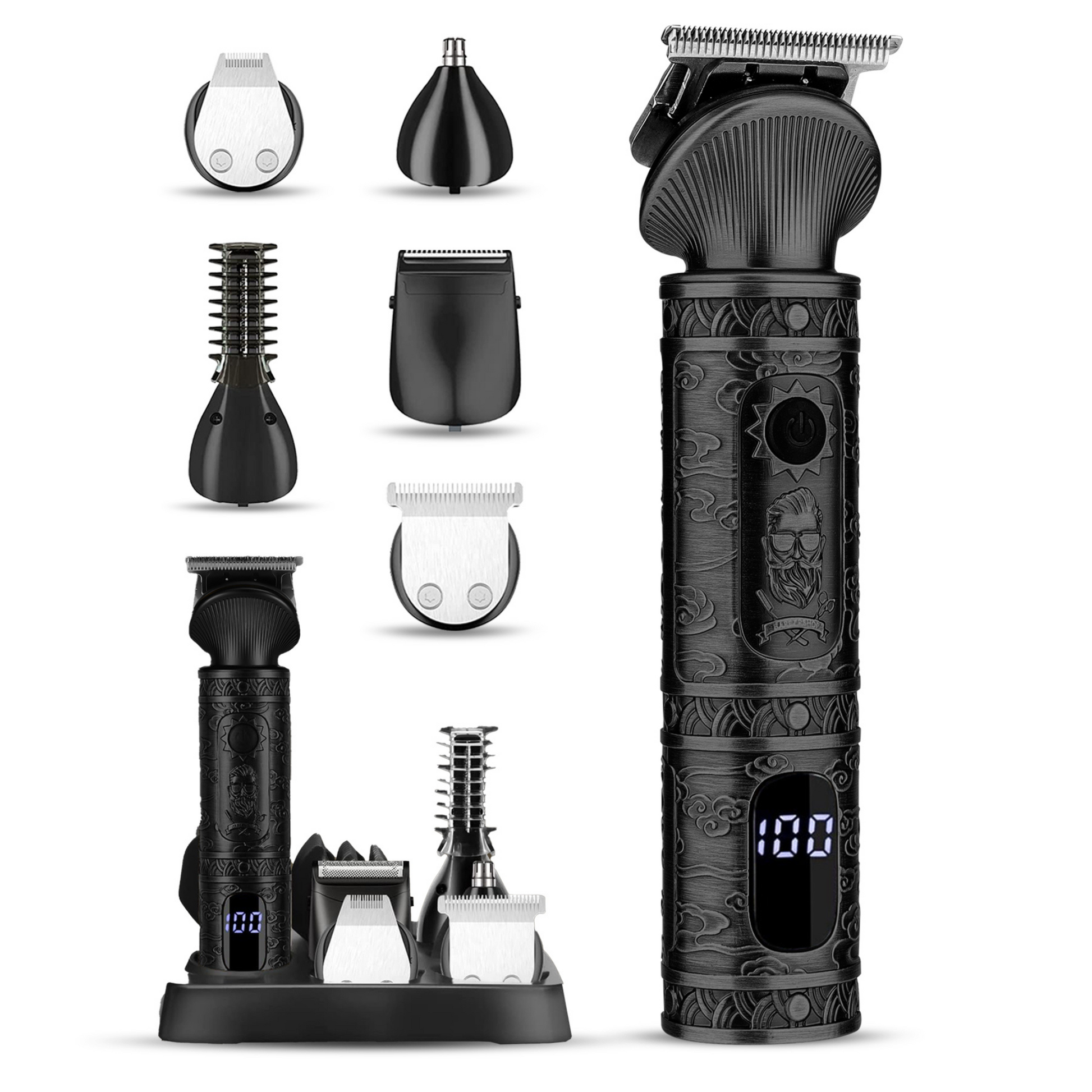 Compact 6-in-1 Beard Grooming Kit with Travel Case - Luxicro