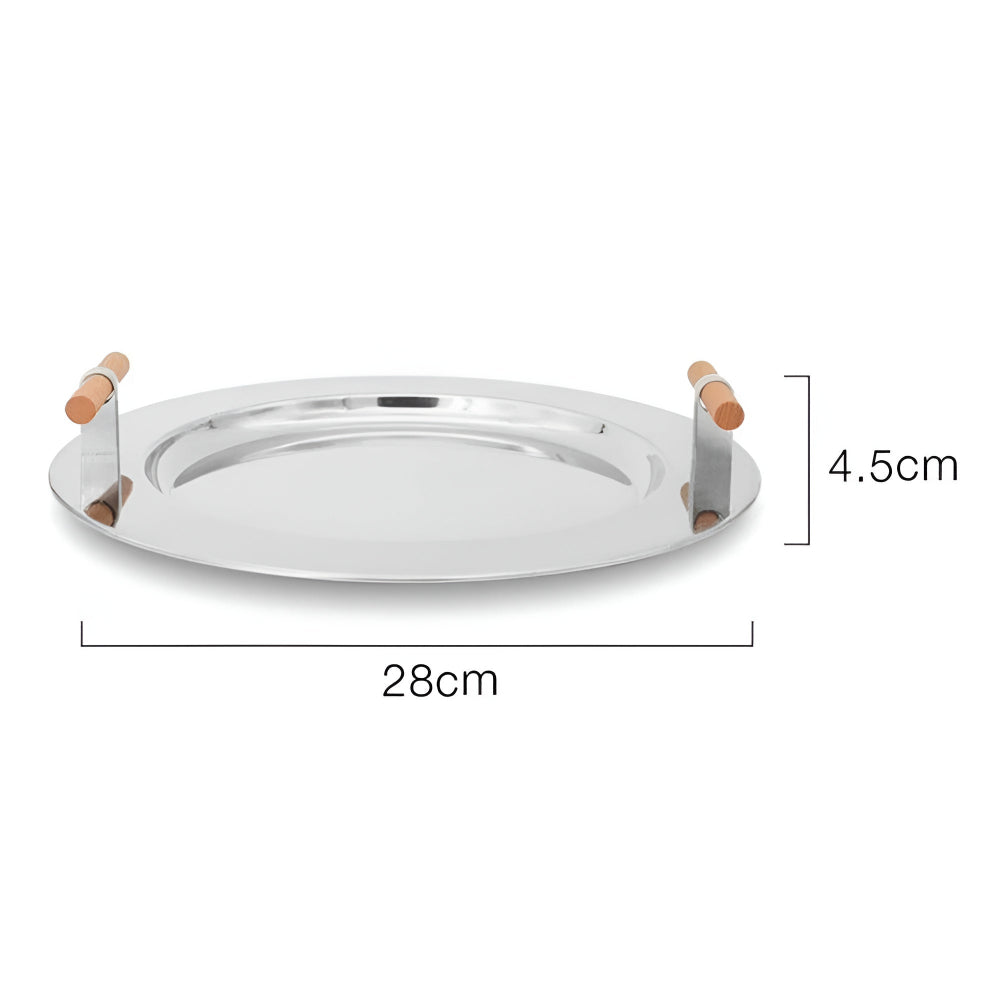 Luxury Metal Serving Platter with Wood Grip Handles