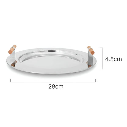 Luxury Metal Serving Platter with Wood Grip Handles