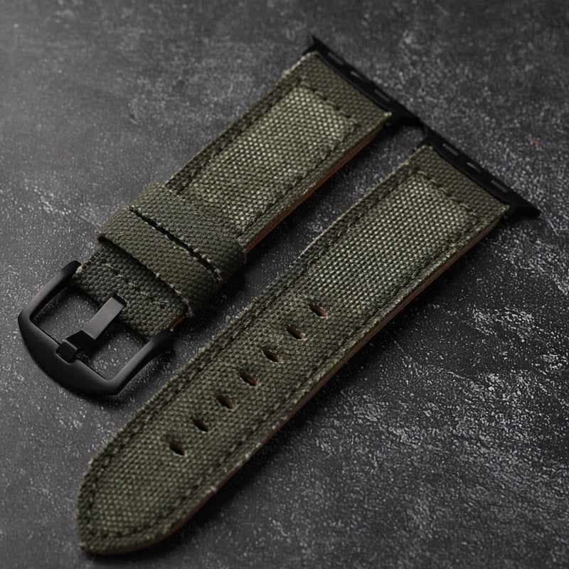 Authentic Leather Strap Canvas Watch Band - Luxicro