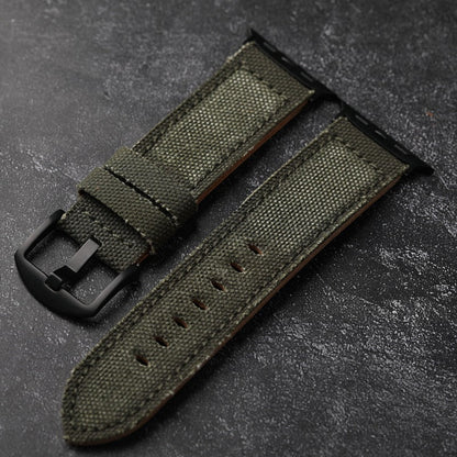 Authentic Leather Strap Canvas Watch Band - Luxicro