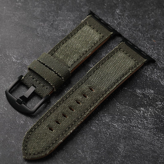 Authentic Leather Strap Canvas Watch Band - Luxicro