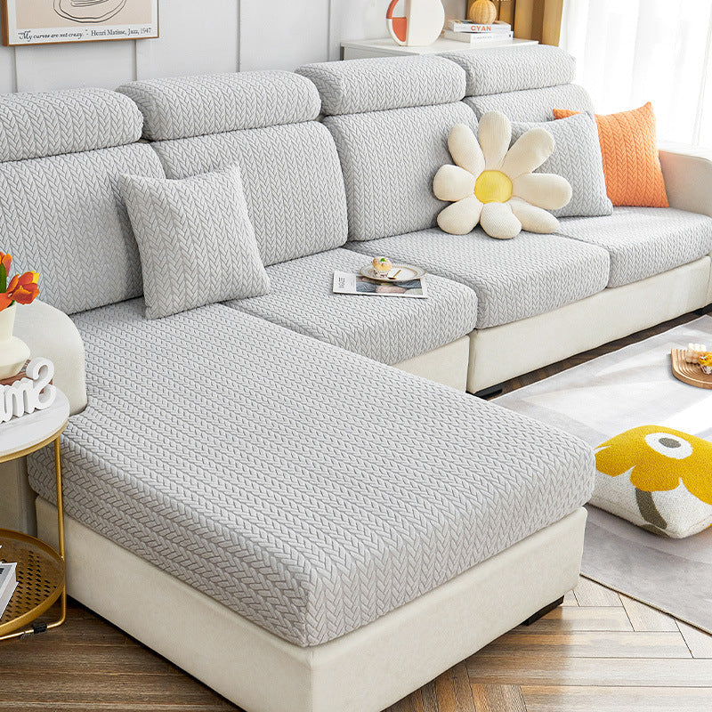 Soft Tan Plush Sectional Pet Sofa Cover