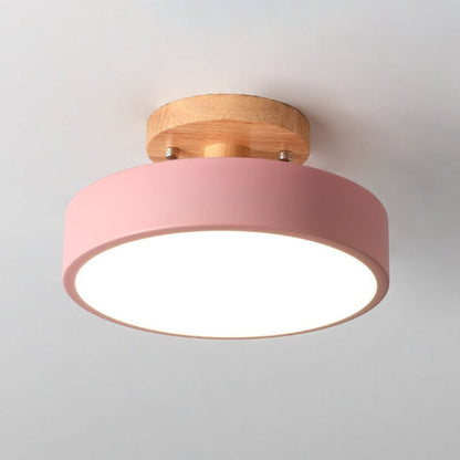 Contemporary Wooden Semi-Flush Ceiling Lamp