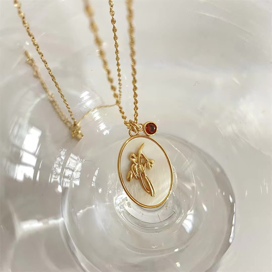 Dainty Gemstone Floral Pendant Necklace 14k Gold