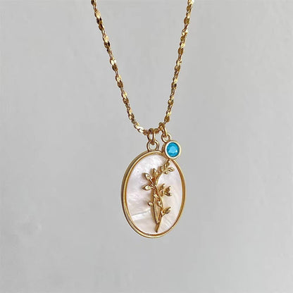 Dainty Gemstone Floral Pendant Necklace 14k Gold