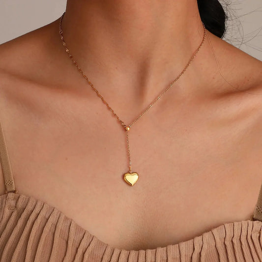 Dainty 14k Gold Heart Pendant Necklace - Luxicro
