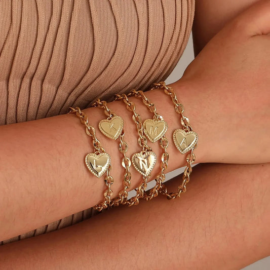 Dainty Rose Gold Personalized Initial Charm Bracelet - Luxicro