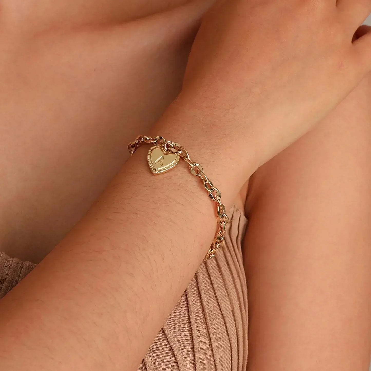 Dainty Rose Gold Personalized Initial Charm Bracelet