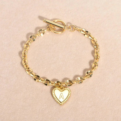 Dainty Rose Gold Personalized Initial Charm Bracelet