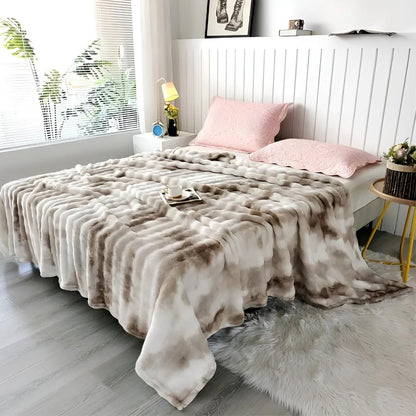 Colorful Swirl Faux Fur Throw Blanket