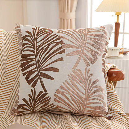 Shiny Leaf Pattern Pillow Cover