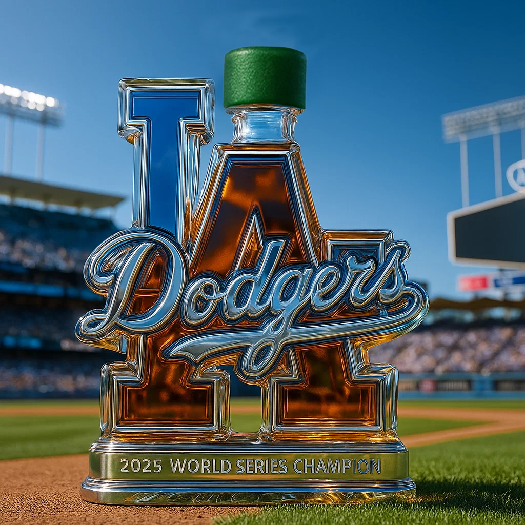 LA Dodgers 2025 World Series Champs Liquor Bottle