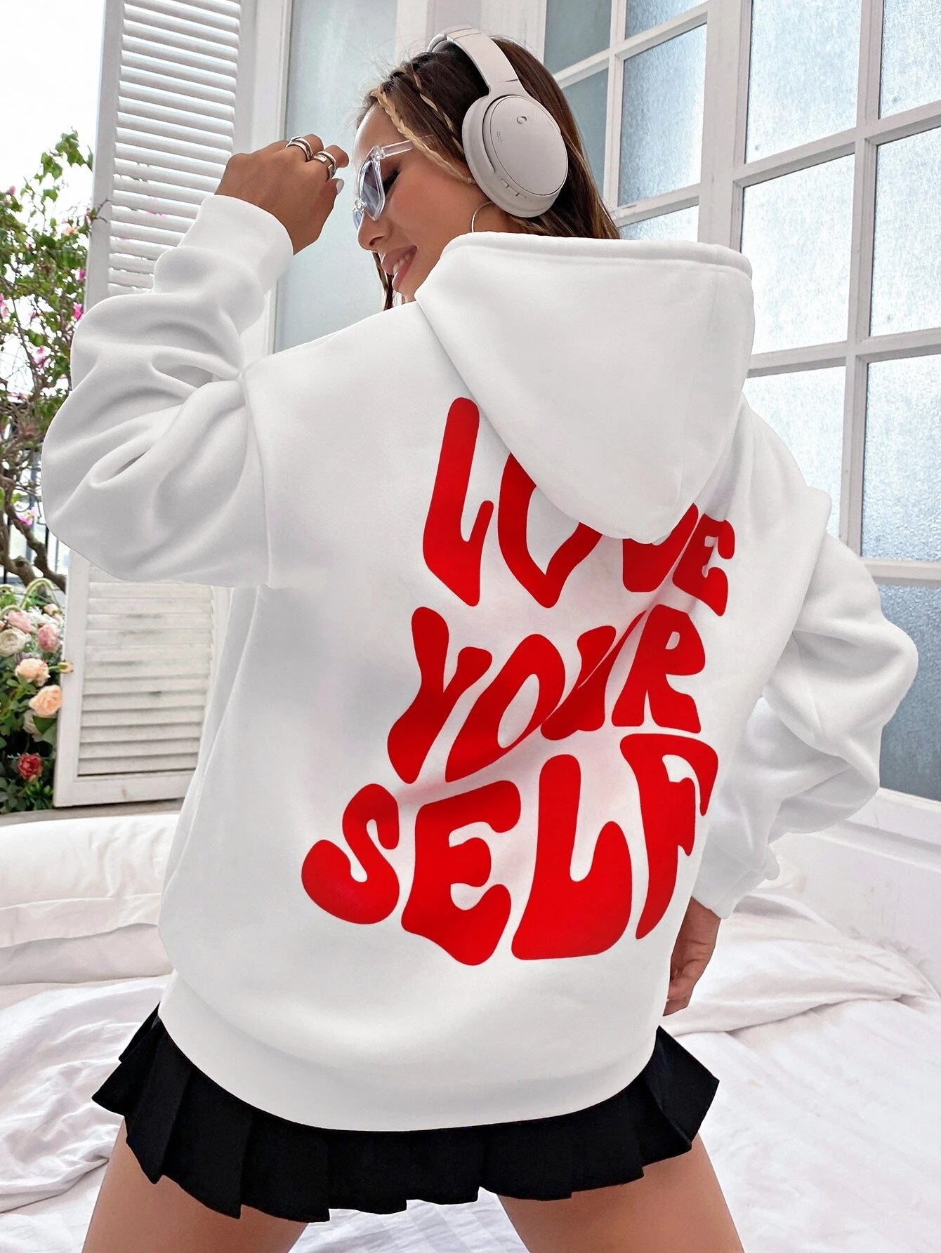 Loose Fit Women's Hoodie - Soft Cotton Back Graphic