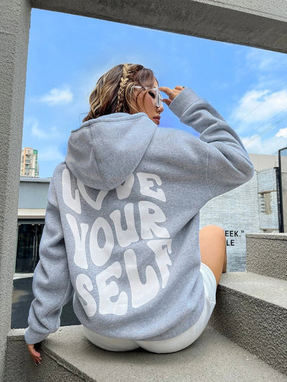 Loose Fit Women's Hoodie - Soft Cotton Back Graphic