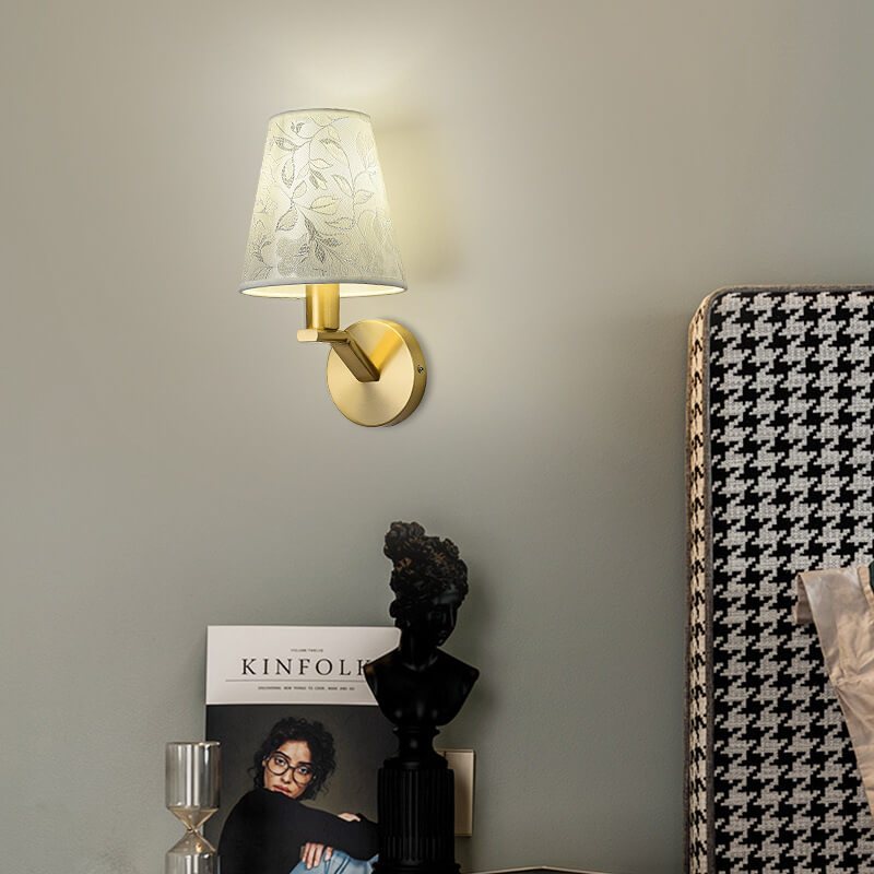 Stylish Textile Shade Wall Light With Floral Design - Luxicro
