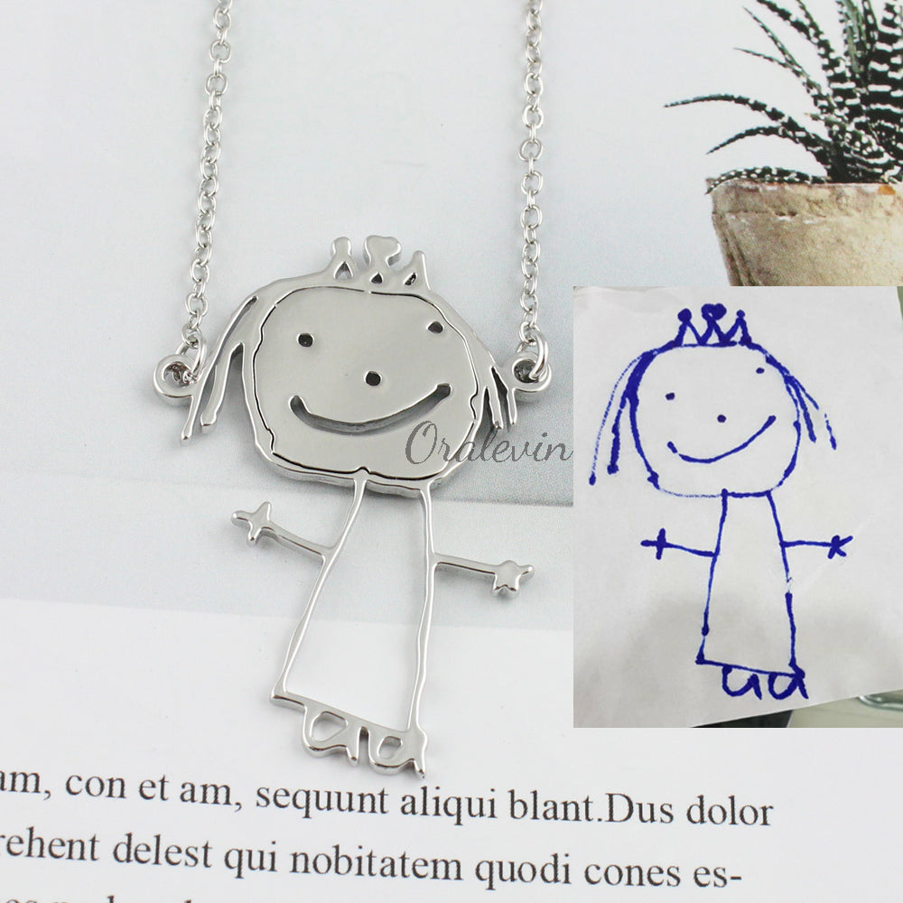 Custom Kids Drawing Pendant Necklace - Luxicro