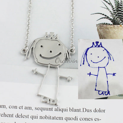 Custom Kids Drawing Pendant Necklace - Luxicro