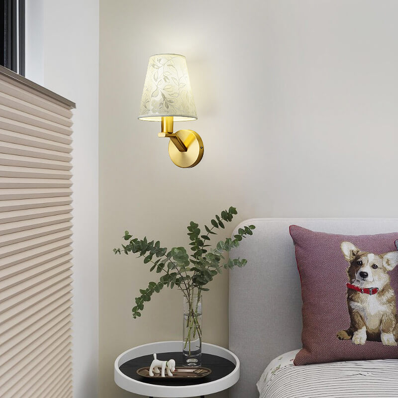 Stylish Textile Shade Wall Light With Floral Design