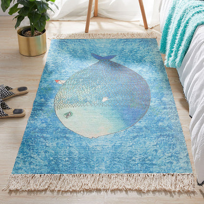 Soft Kids Play Carpet Blue Fish Design
