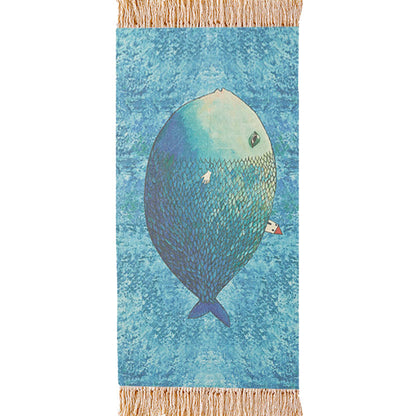 Soft Kids Play Carpet Blue Fish Design