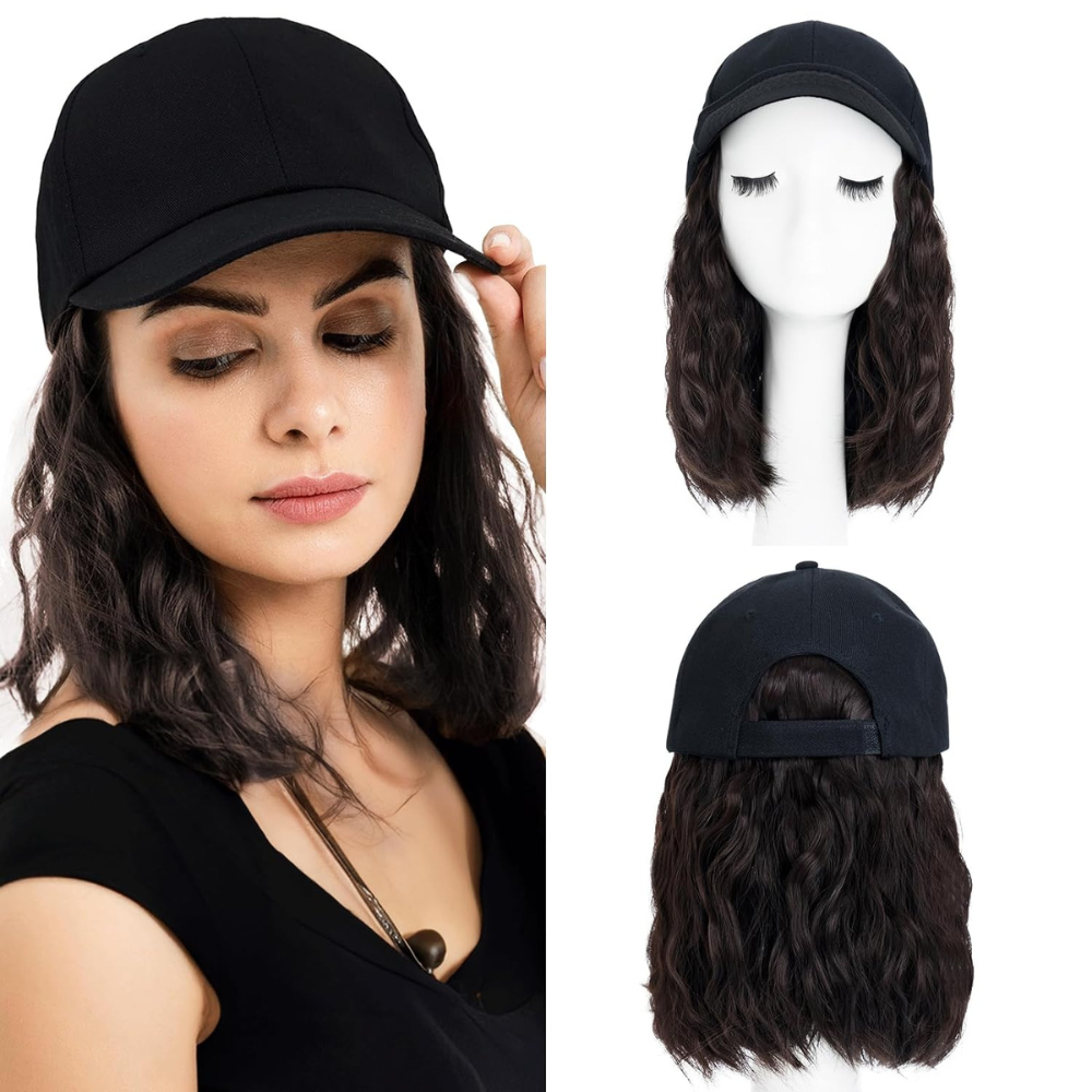 Durable Synthetic Curly Wig Cap Baseball Hat - Luxicro