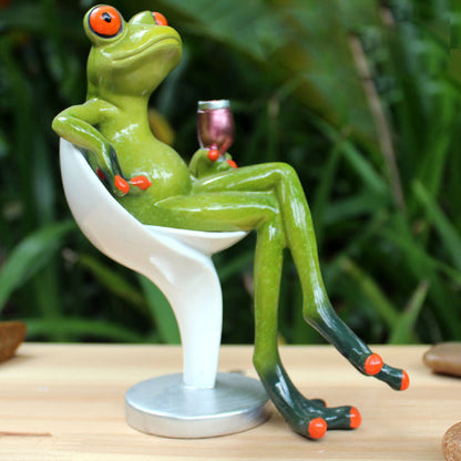 Colorful Garden Frog Figurine Decor