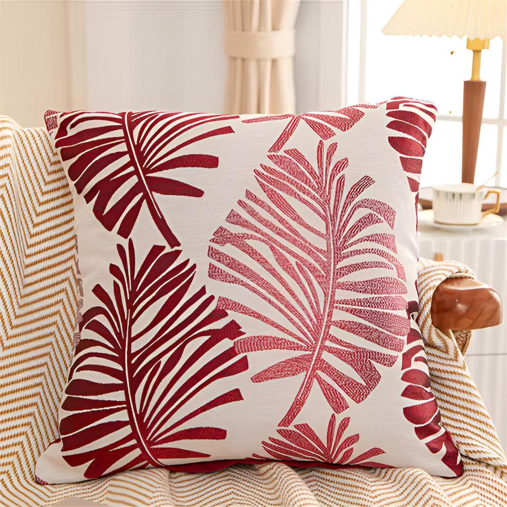 Shiny Leaf Pattern Pillow Cover