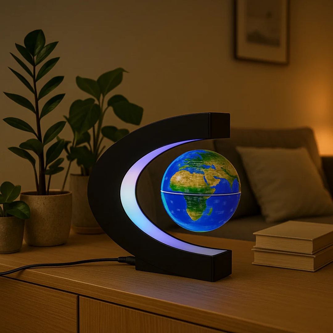 Sleek LED Globe Table Light with Metal Base