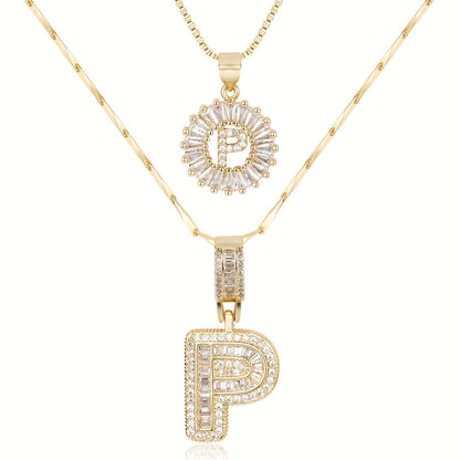 Custom 14k Gold Letter Diamond Necklaces